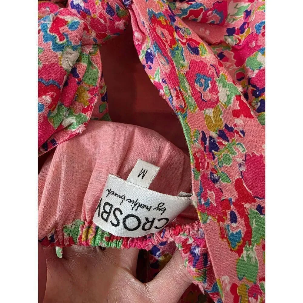 CROSBY BY MOLLIE BURCH Eloise Tie Midi Dress - Pink M $286